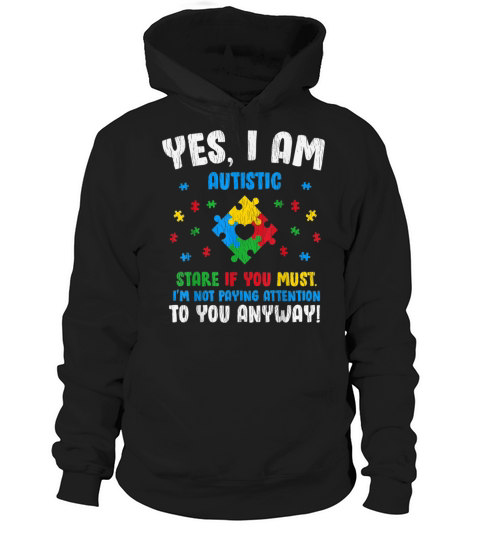 Vintage Yes I Am Autistic Kids Autism Awareness Hoodie Unisex