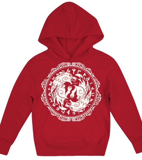 Fenrir Wolf Of Odin Norse Runes Viking Northmen Kids Hoodie