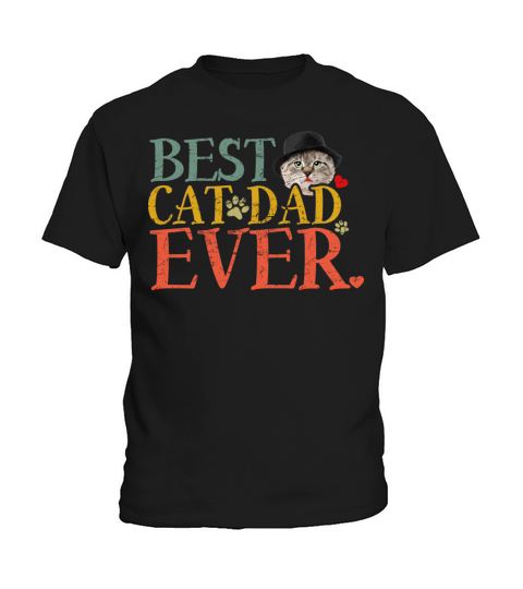 Vintage Best Cat Dad Ever Kids T-Shirt