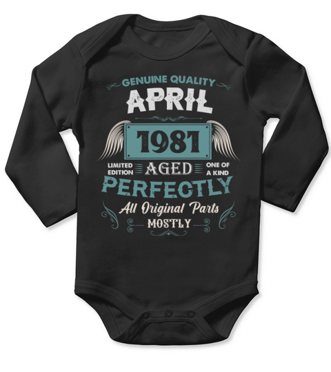 April 1981 Vintage Birthday Present Long Sleeve Baby One-Piece