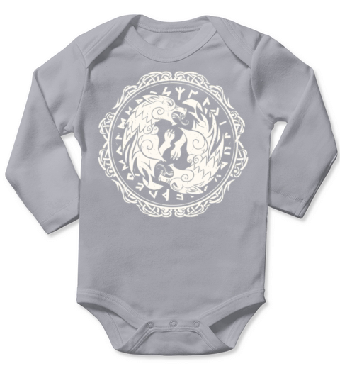 Fenrir Wolf Of Odin Norse Runes Viking Northmen Long Sleeve Baby One-Piece