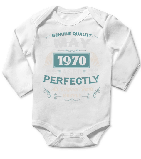May 1970 Vintage Birthday Present Long Sleeve Baby One-Piece