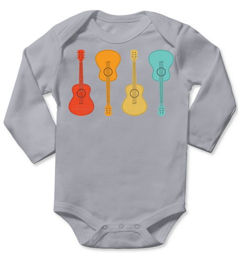 Vintage Acoustic Guitar Guitarist Idea Long Sleeve Baby One-Piece