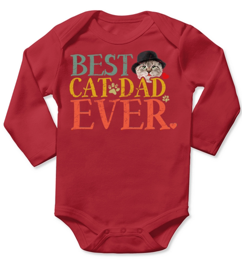 Vintage Best Cat Dad Ever Long Sleeve Baby One-Piece