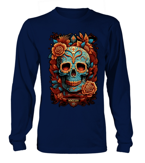 Skull Dia de los Muertos Halloween Tattoo Long sleeved Unisex