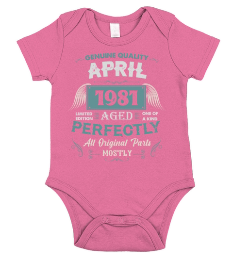 April 1981 Vintage Birthday Present Short Sleeve Baby One-Piece