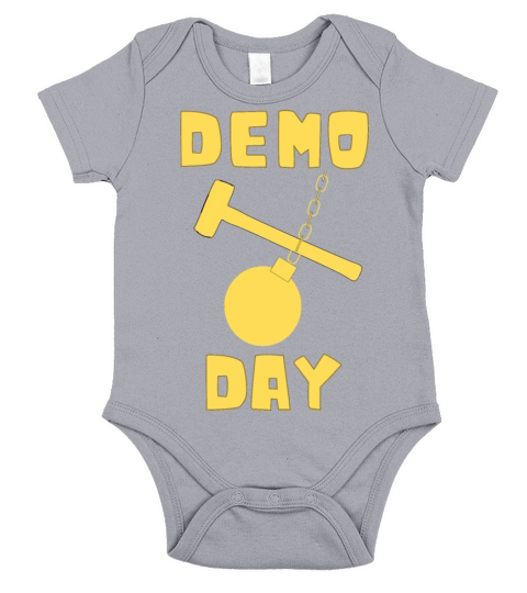 Demo Day retro demolition tools yellow logo Short Sleeve Baby One-Piece