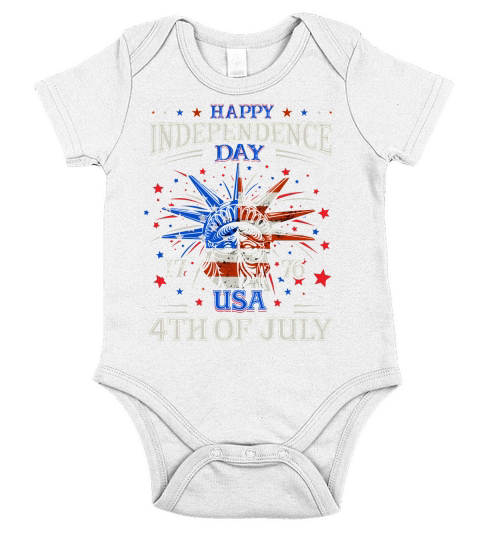 Happy Independence Day 1976 USA 4Th Of July Short Sleeve Baby One-Piece
