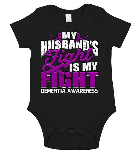 Husbands Fight Alzheimers Dementia Awareness Short Sleeve Baby One-Piece