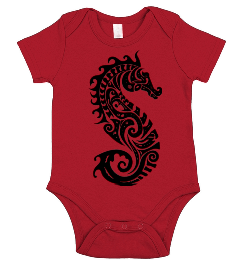 Little Cute Vintage Seahorse Short Sleeve Baby One-Piece