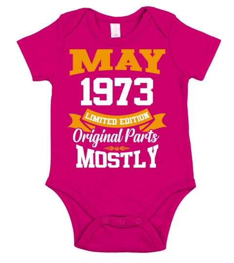 May 1973 Vintage Birthday Present Short Sleeve Baby One-Piece
