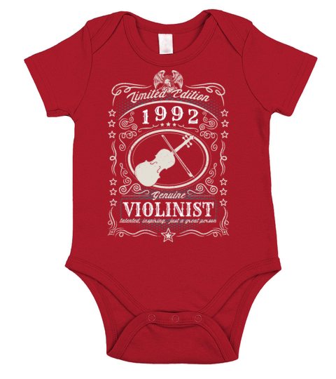 Vintage 1992 Violinist Birthday Gift Violin Player Short Sleeve Baby One-Piece