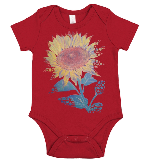 Vintage sunflower hand drawing artistic cut Short Sleeve Baby One-Piece