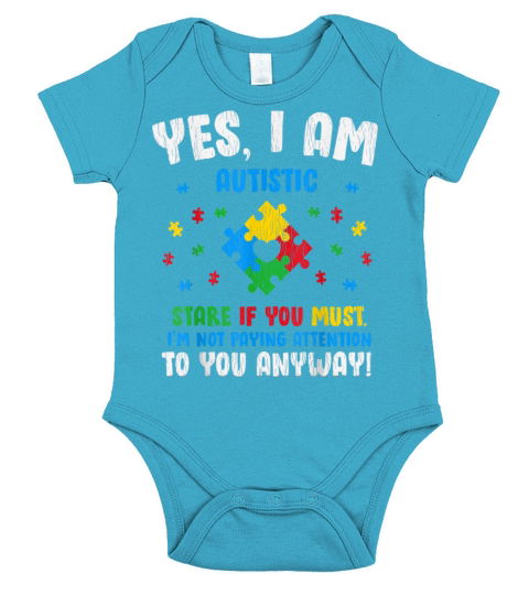 Vintage Yes I Am Autistic Kids Autism Awareness Short Sleeve Baby One-Piece