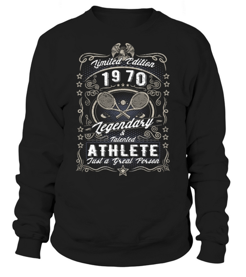 Vintage 1970 Tennis Birthday Gift Sport Hobby Sweatshirt Unisex