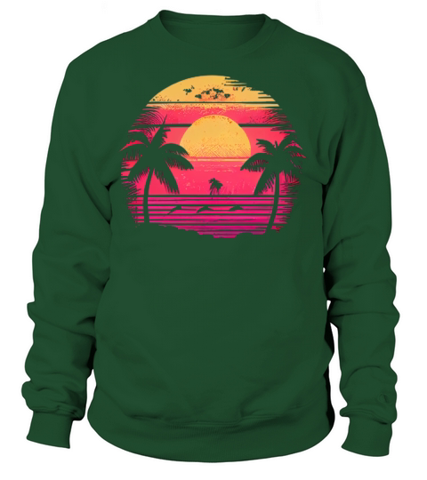 Vintage Retro Sunset Watercolor Beach Vacation 1 Sweatshirt Unisex
