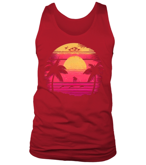 Vintage Retro Sunset Watercolor Beach Vacation 1 Tank Top Unisex