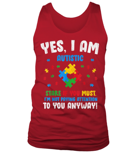 Vintage Yes I Am Autistic Kids Autism Awareness Tank Top Unisex