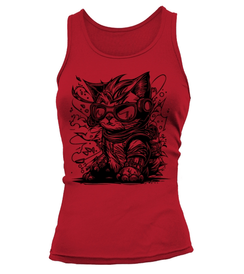 Little Cool Space Cat Splash Tattoo Style Tank top Woman