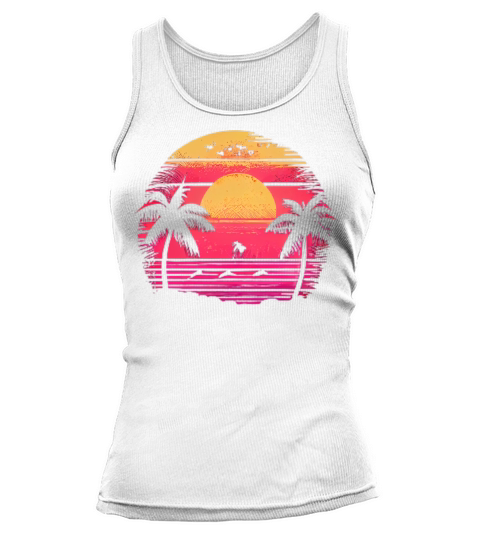 Vintage Retro Sunset Watercolor Beach Vacation 1 Tank top Woman