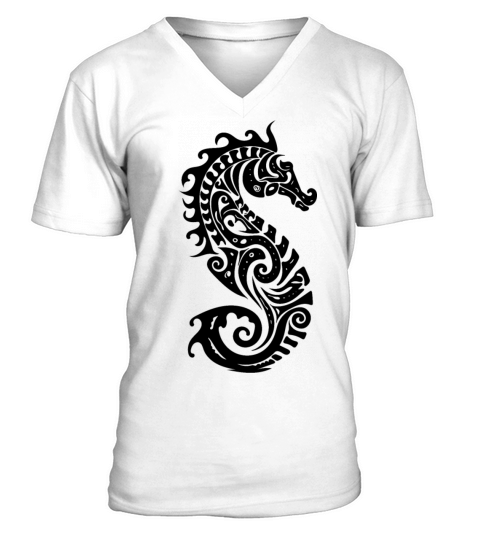 Little Cute Vintage Seahorse V-Neck T-shirt