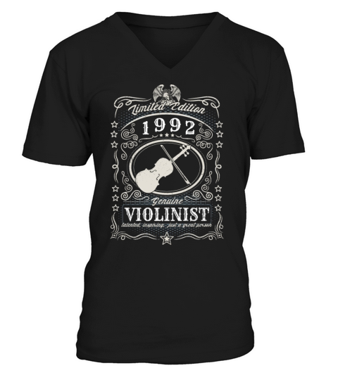 Vintage 1992 Violinist Birthday Gift Violin Player V-Neck T-shirt