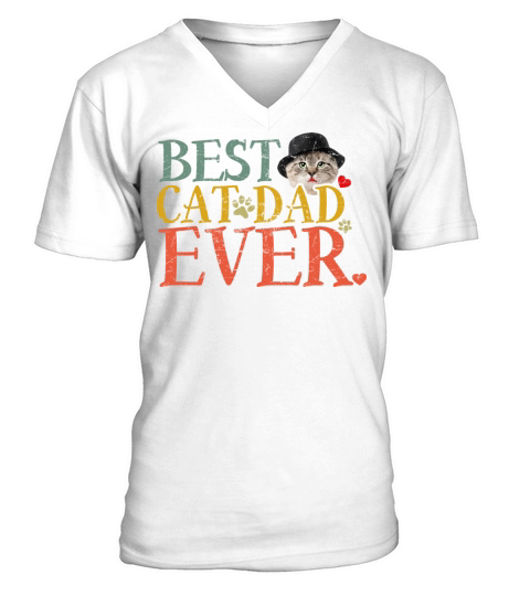 Vintage Best Cat Dad Ever V-Neck T-shirt