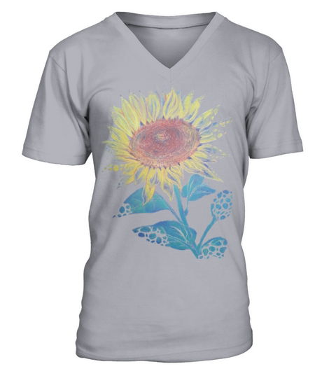 Vintage sunflower hand drawing artistic cut V-Neck T-shirt