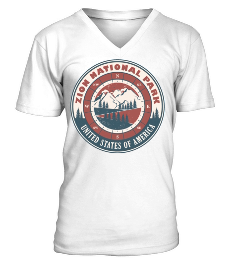 Zion National Park United States Vintage Hiking V-Neck T-shirt