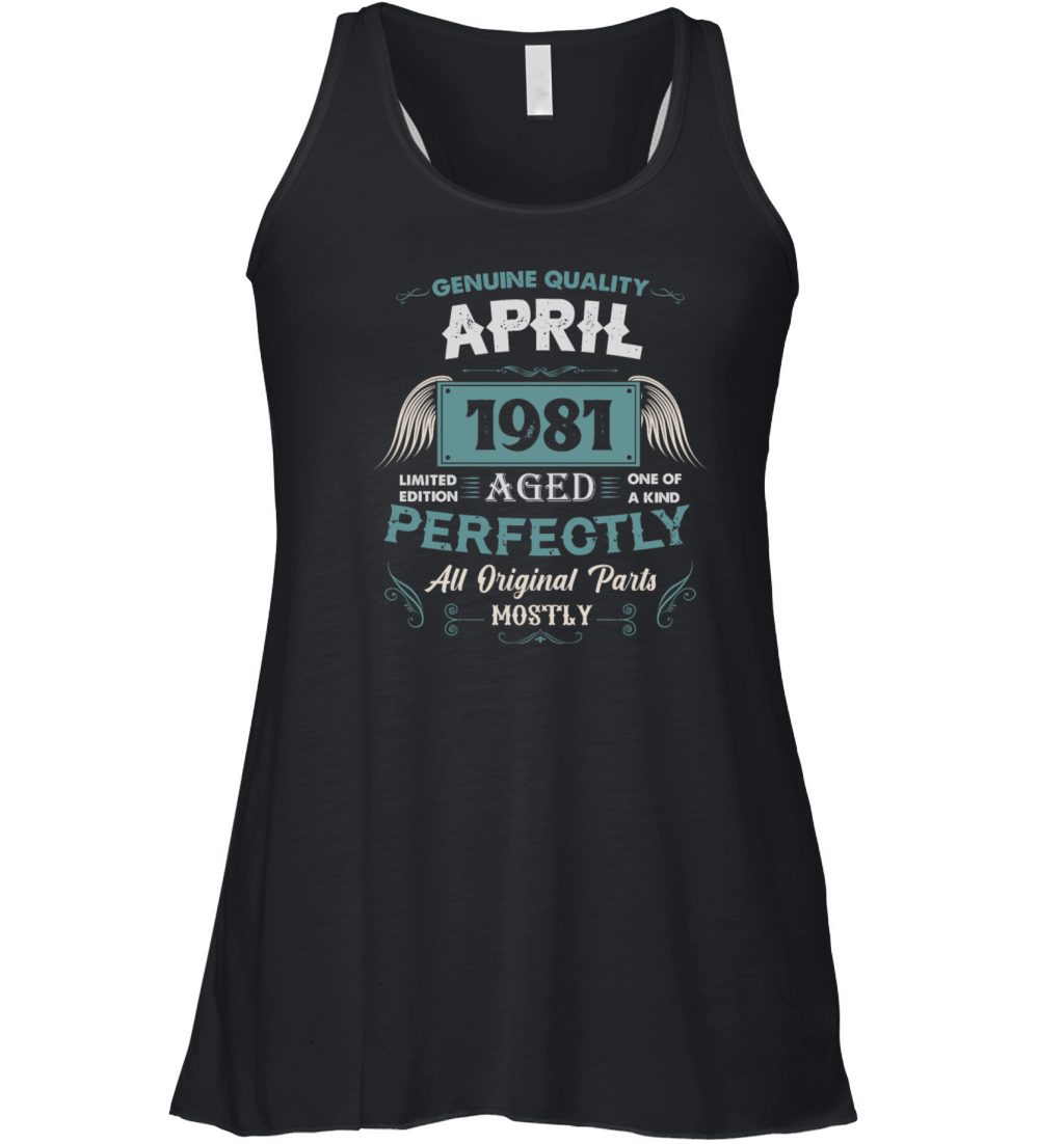April 1981 Vintage Birthday Present Women's Flowy Tank Top