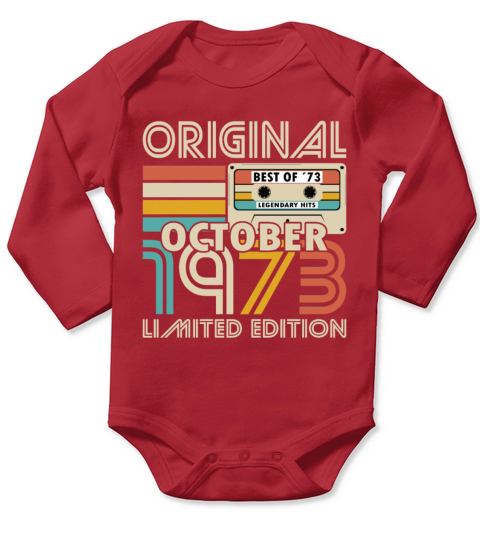 50th birthday october 1973 original 1973 Long Sleeve Baby One-Piece