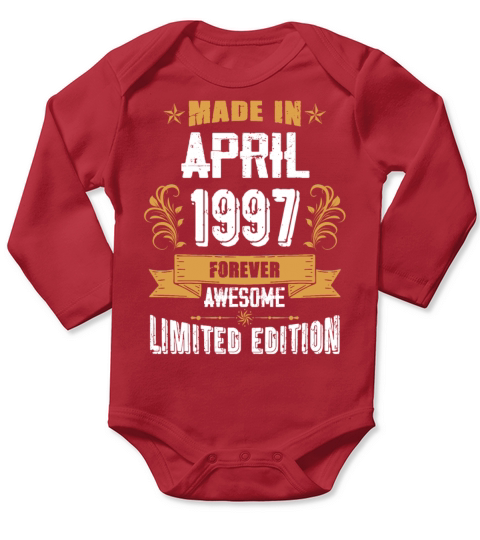 April 1997 Vintage Birthday Present Long Sleeve Baby One-Piece