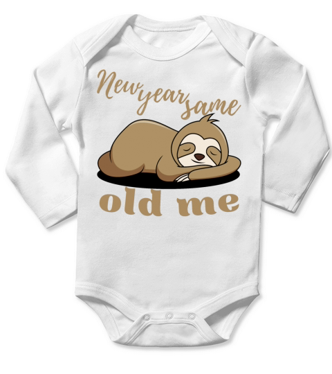 New Year Same Old Me Lazy Sloth Uglu Christmas Long Sleeve Baby One-Piece