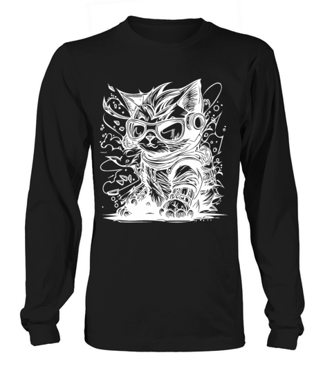 Little Cool Space Cat Splash Tattoo Style Long sleeved Unisex