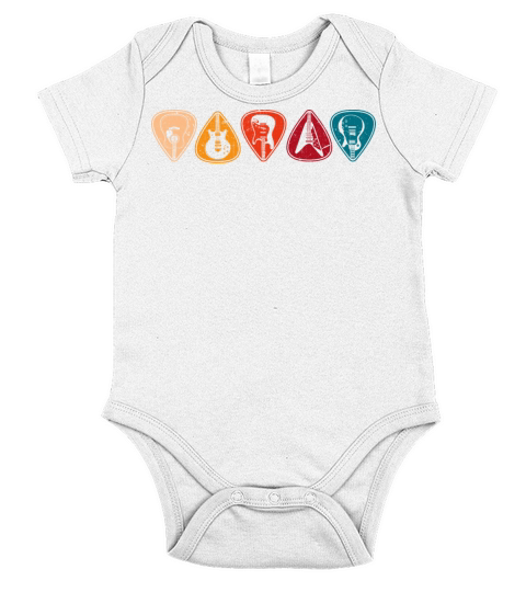 Retro Guitar Picks Rock Music Lover Short Sleeve Baby One-Piece