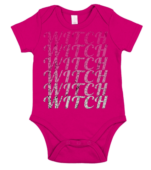 Witch repeated gradual colors Vintage style text Short Sleeve Baby One-Piece