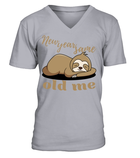New Year Same Old Me Lazy Sloth Uglu Christmas V-Neck T-shirt