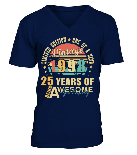 Vintage 1998 25th birthday spit V-Neck T-shirt