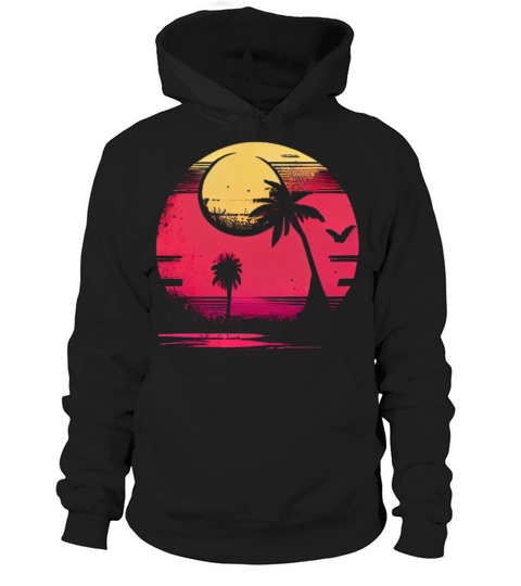 Vintage Retro Sunset Watercolor Beach Vacation 5 Hoodie Unisex