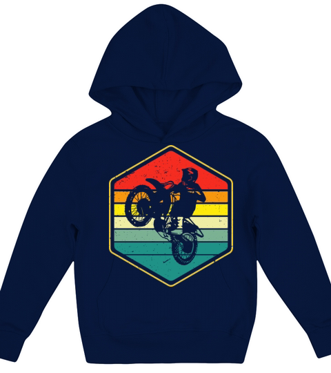 Vintage Motocross Dirt Bike Biker Retro Motorcycle Kids Hoodie