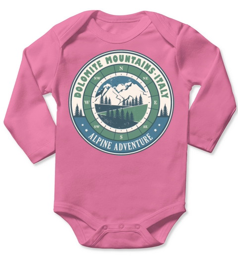 Dolomites Italy Vintage Mountains Hiking Design Long Sleeve Baby One-Piece