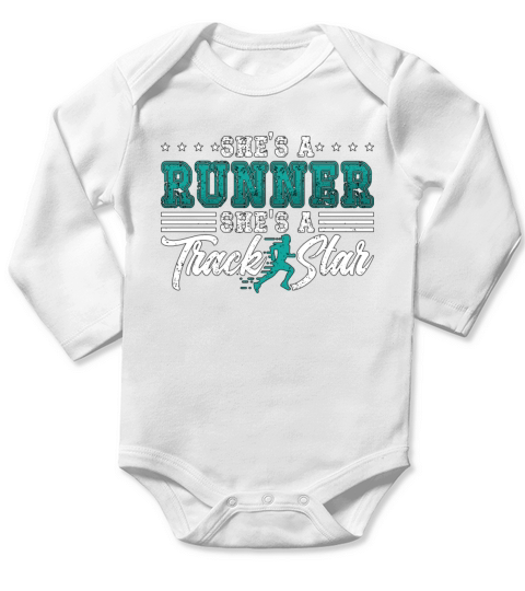 Track And Field Shes A Runner Shes Athletic Long Sleeve Baby One-Piece