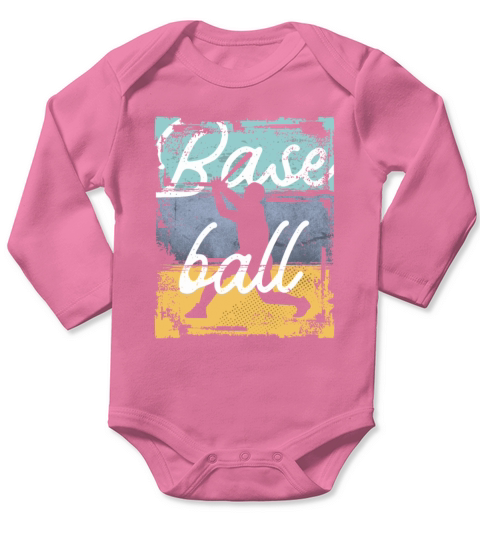 Vintage Baseball Player Long Sleeve Baby One-Piece