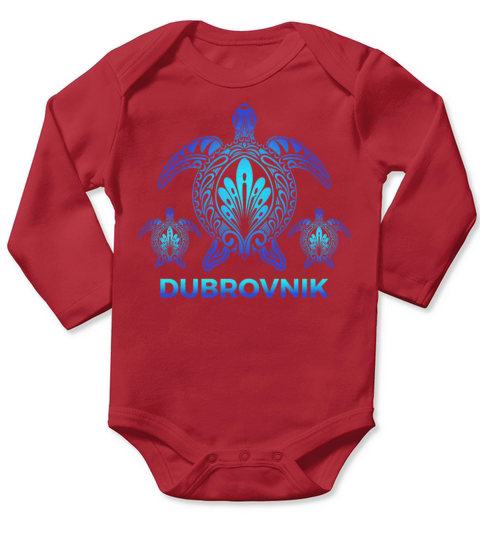 Vintage Dubrovnik Croatia Ocean Turtle Souvenirs Long Sleeve Baby One-Piece