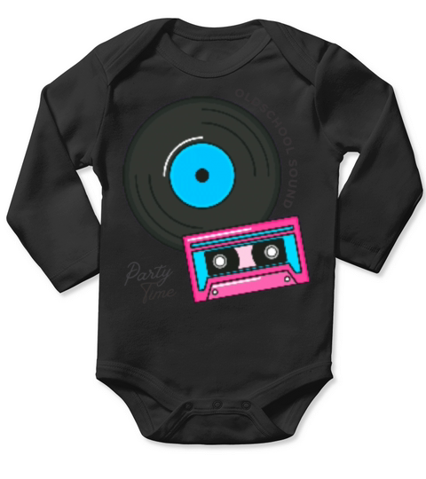 White Pop Idol Vintage Music Long Sleeve Baby One-Piece