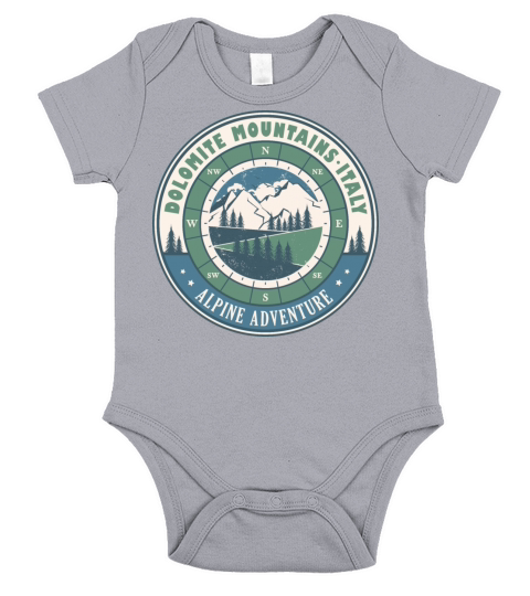 Dolomites Italy Vintage Mountains Hiking Design Short Sleeve Baby One-Piece