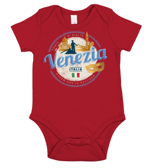 Venice with gondolier Italy carnival vintage Short Sleeve Baby One-Piece
