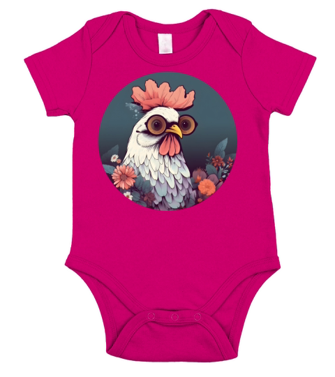 Vintage 80s 90s Style for Chicken Lovers Short Sleeve Baby One-Piece