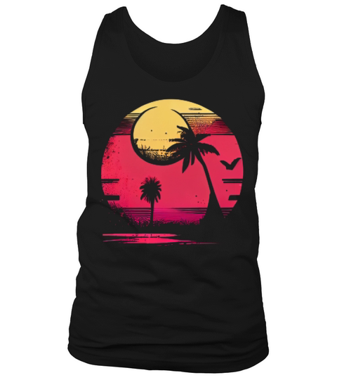Vintage Retro Sunset Watercolor Beach Vacation 5 Tank Top Unisex