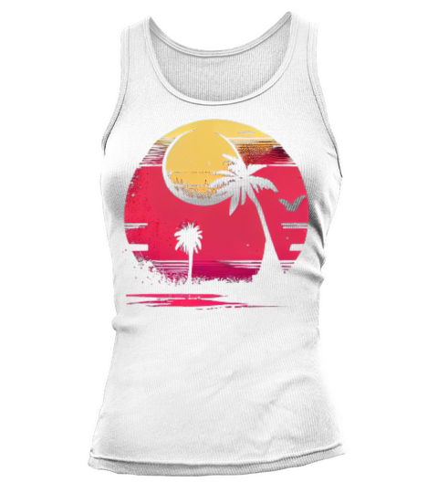 Vintage Retro Sunset Watercolor Beach Vacation 5 Tank top Woman